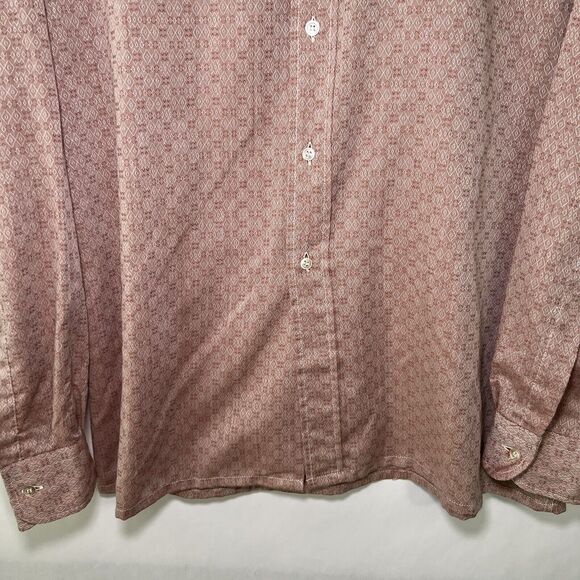 Bassetti Button Up Italian Dress Shirt Mens Size 39 15.5 Medium Red Geometric LS - Picture 3 of 8